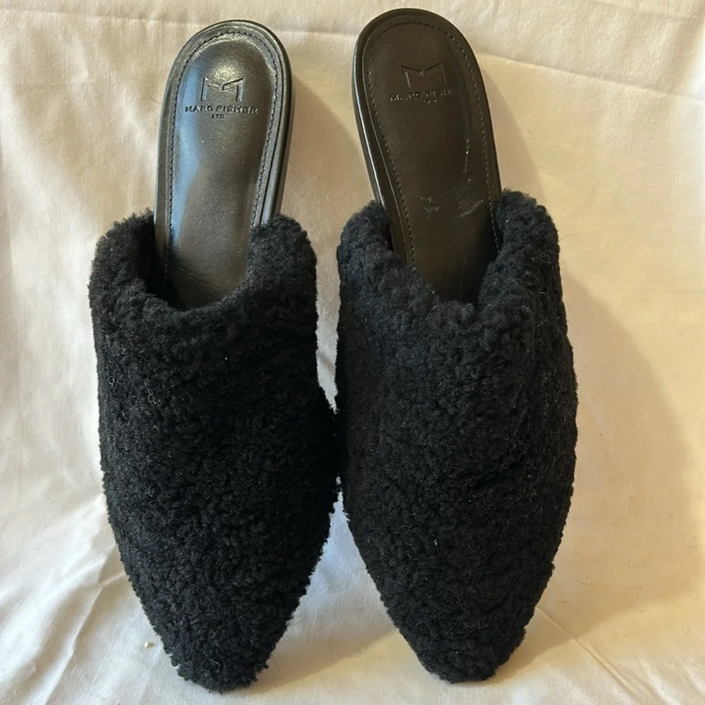 Marc Fisher LTD Womens Black Sibrinna Shearling Mules-Size 10 M   NWOB - Picture 4 of 9